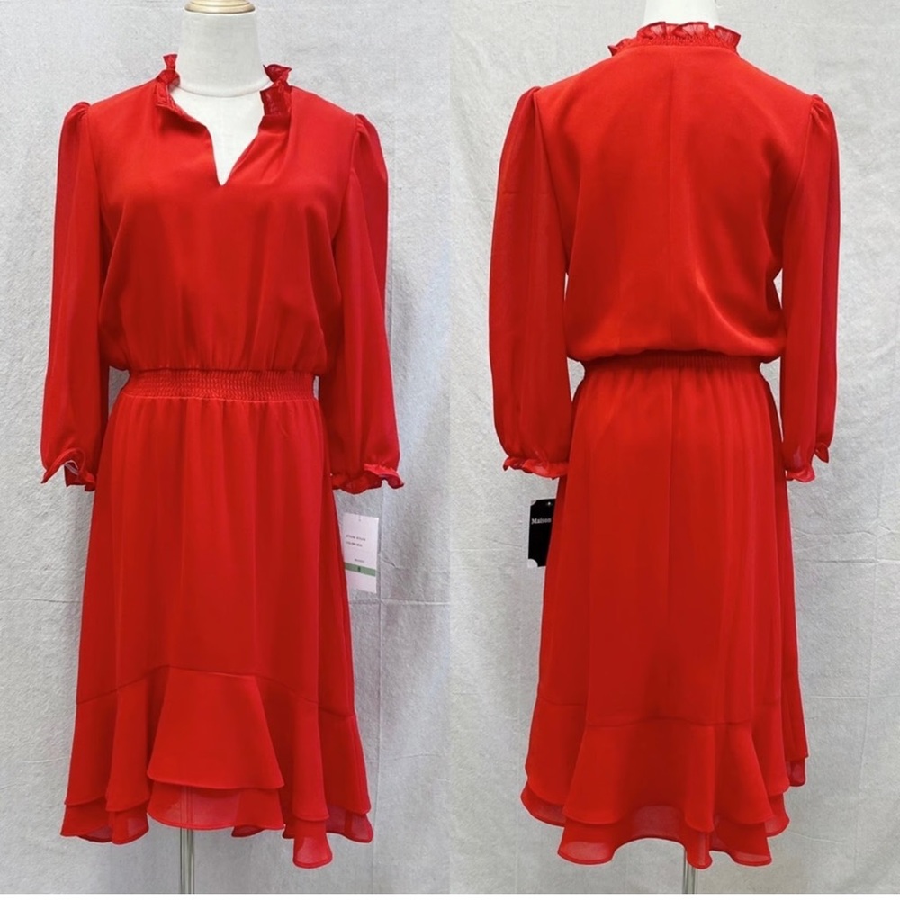Madison Vibrant Red Midi Dress 14W - Picture 4 of 15